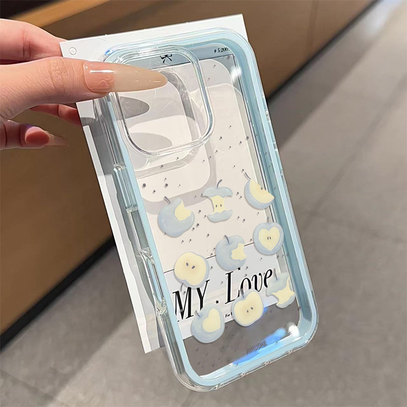 Phone Cases Blue - Cute Blue apple 2in1 Clear Phone