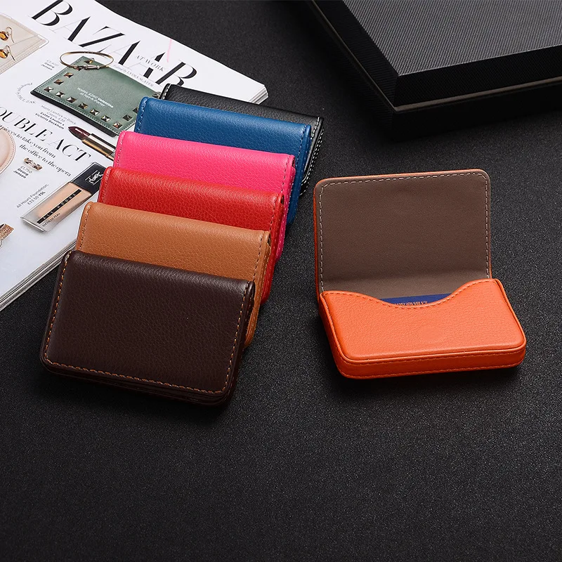 Card Holder Slim Case - 2026 PU Leather Business Card Holder