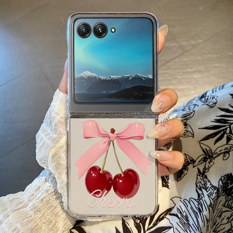 Phone Cases Cherry - Pink Cherry Bowknot Printed Phone Case