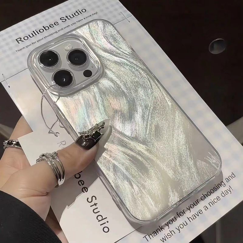 Phone Cases Arc - Luxury Aurora Siliver Laser Feather Yarn