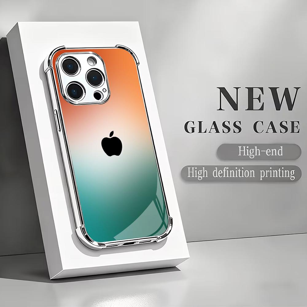 Phone Cases Orange - Orange green gradient Tempered HD Glass