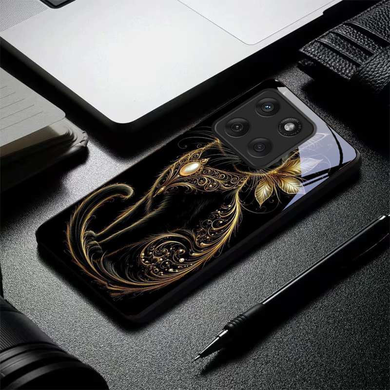 Mystic Golden Pearl Cat Black  - Phone Cases For Motorola recension och pris