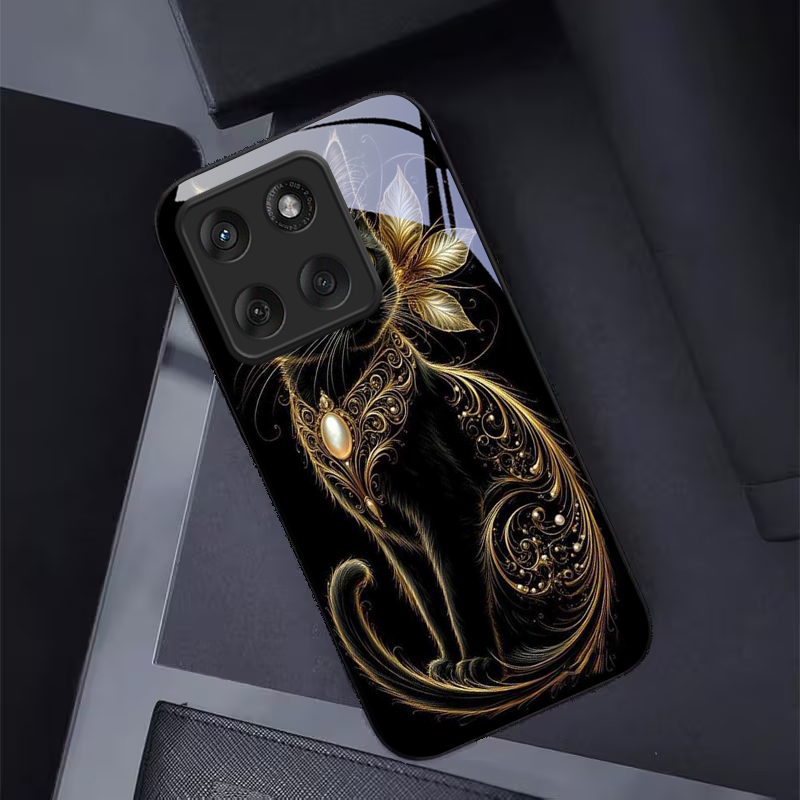 Mystic Golden Pearl Cat Black  - Phone Cases For Motorola recension och pris