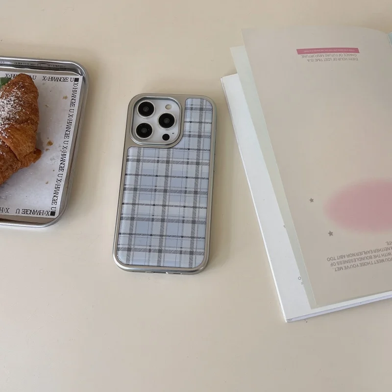 Korean Ins Epoxy Blue Plaid Pa - Phone Cases Blue recension och pris