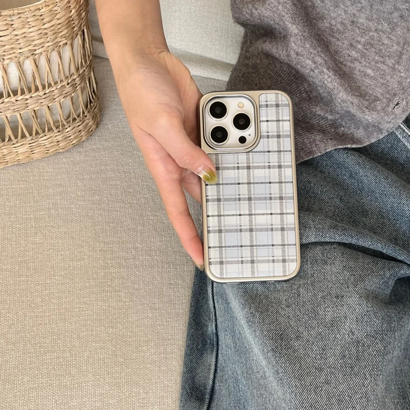 Korean Ins Epoxy Blue Plaid Pa - Phone Cases Blue recension och pris