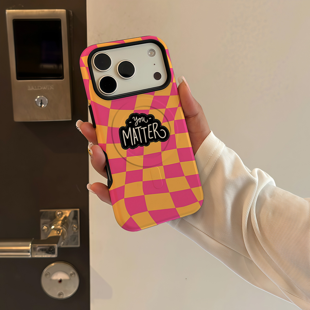 Pink Orange Check Slogan For i - Phone Cases Orange recension och pris