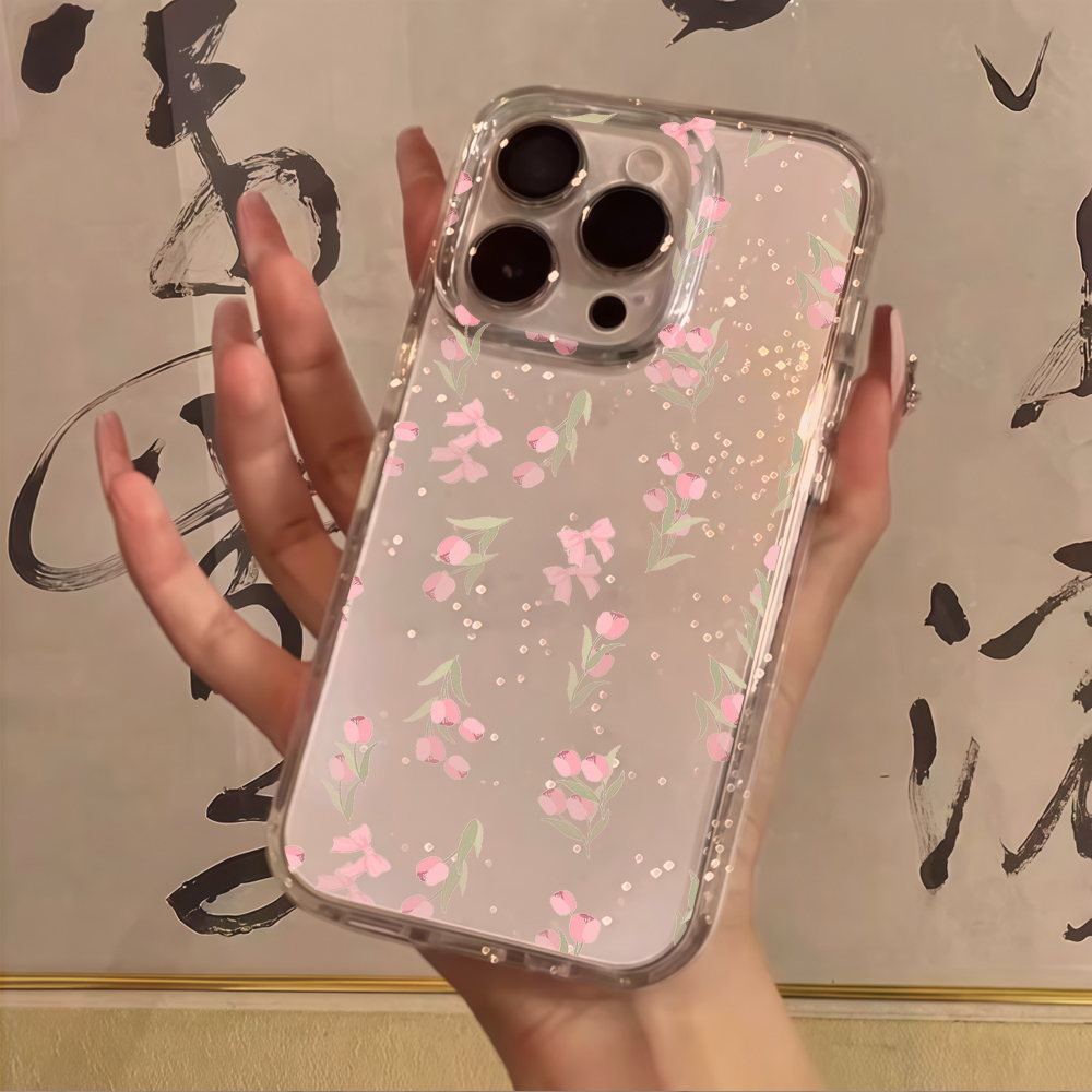 Luxury Blue Flower Clear Glitt - Phone Cases Blue recension och pris