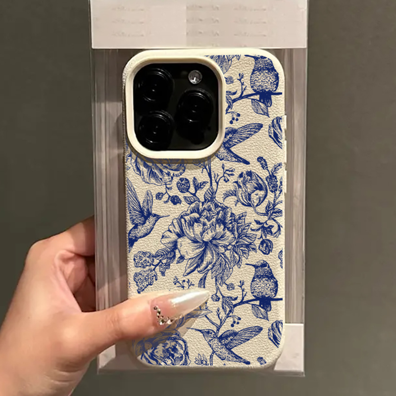 Blue Retro Floral Bird Pattern - Phone Cases Blue recension och pris