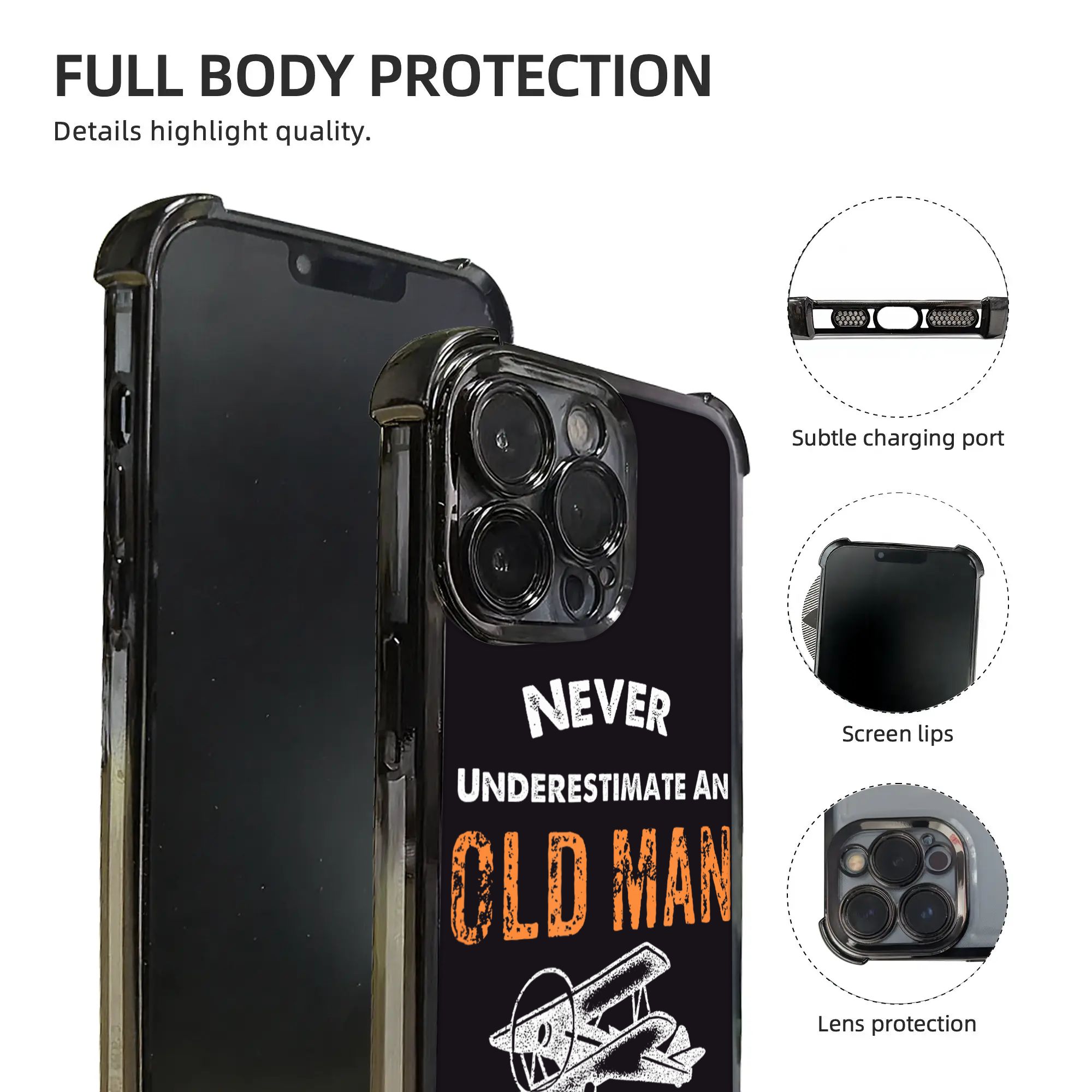 Never Underestimate An Old Man - Phone Cases Arc recension och pris