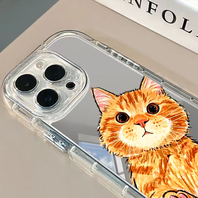 Cartoon Cute Orange Cat Mirror - Phone Cases Orange recension och pris