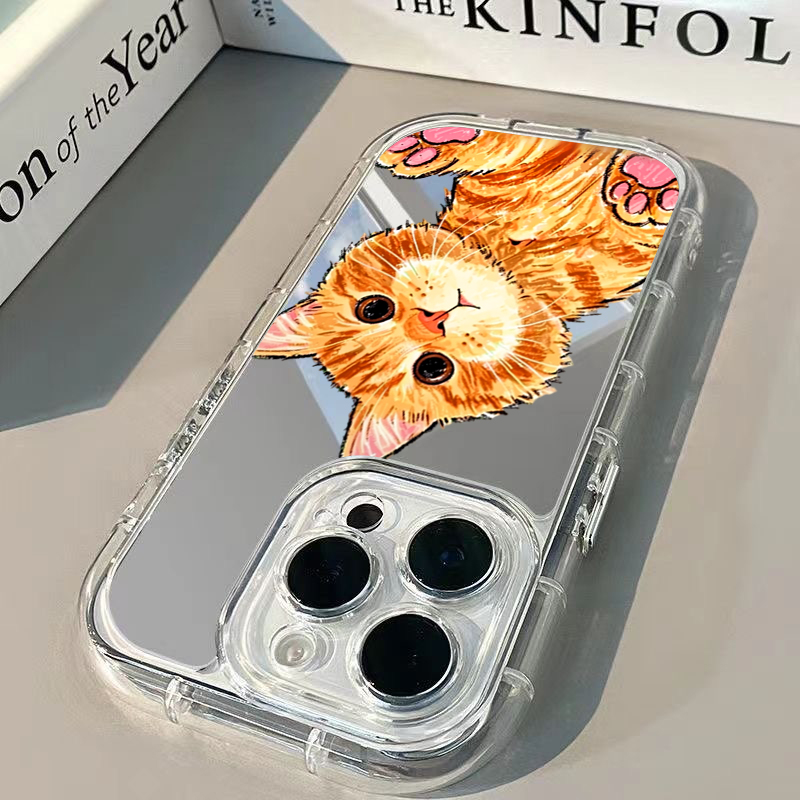 Cartoon Cute Orange Cat Mirror - Phone Cases Orange recension och pris