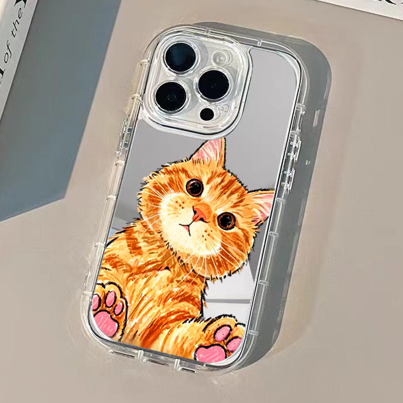 Cartoon Cute Orange Cat Mirror - Phone Cases Orange recension och pris