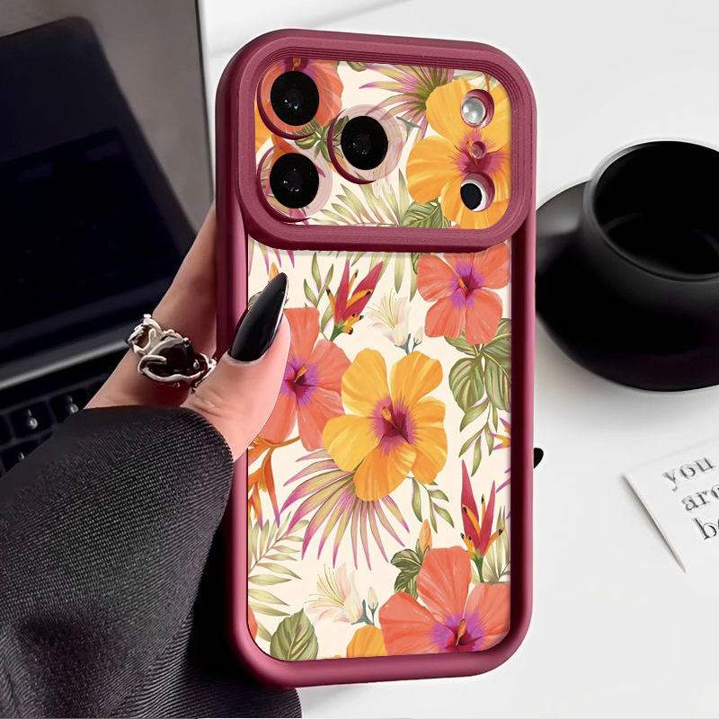 Orange Flower Pattern TPU Phon - Phone Cases Orange recension och pris