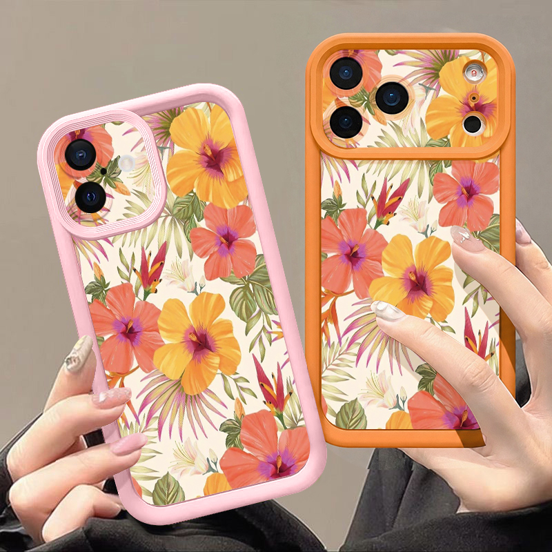 Orange Flower Pattern TPU Phon - Phone Cases Orange recension och pris