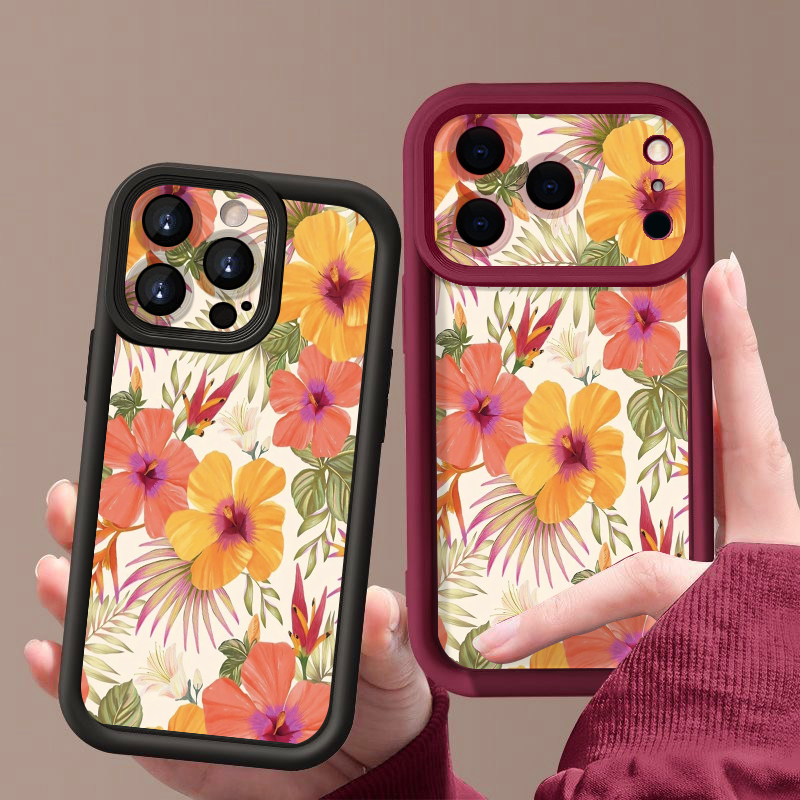 Orange Flower Pattern TPU Phon - Phone Cases Orange recension och pris